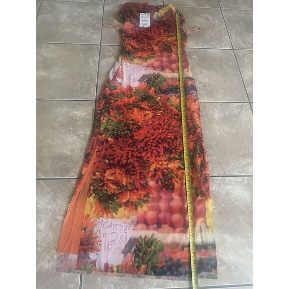 NWT Zara M Long Printed Tissue Dress Stretch - Picture 8 of 11